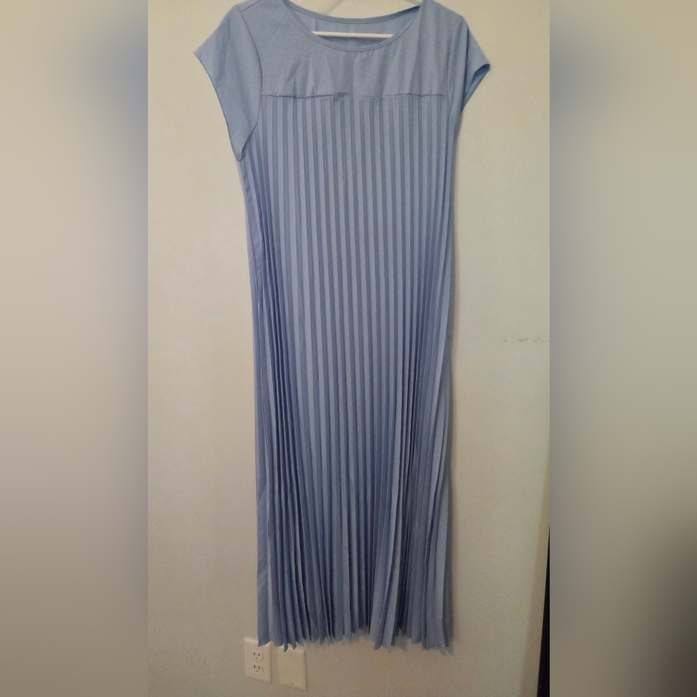 Blue Pleated Dress
